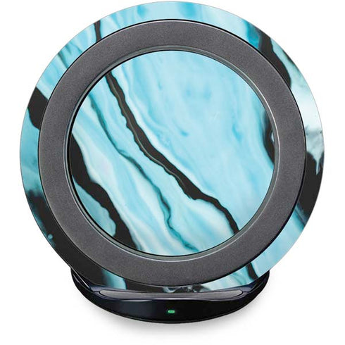 Aqua Blue Marble Ink Fast Charge Wireless Charging Stand Skin